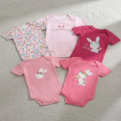 Set 5 bodys manga corta Fucsia Conejita