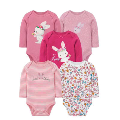Set de 5 Bodys Manga Larga Fucsia Conejita