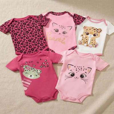 Set 5 bodys manga corta Fucsia Gatita