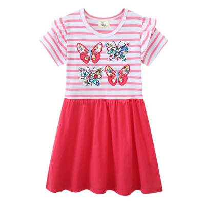 Vestido Manga Corta Fucsia Mariposas