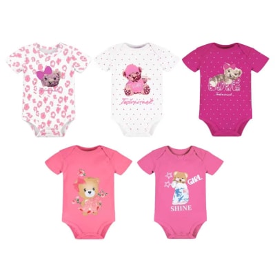Set 5 bodys manga corta Fucsia Osita1