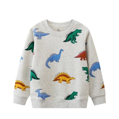 Polerón de algodón gris dinosaurios1