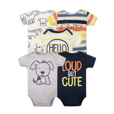 Set 5 bodys manga corta Perrito Hello1