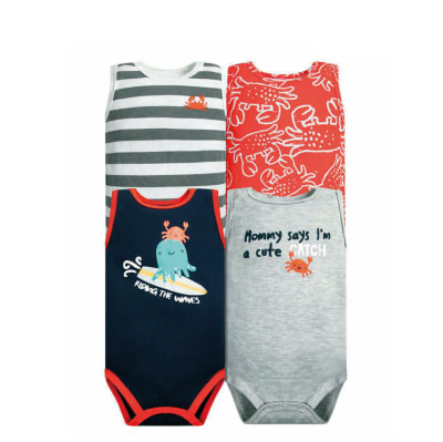 Set 4 Bodys sin manga Gris Pulpo