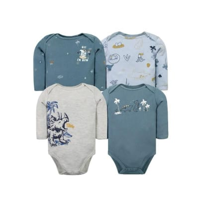 Set de 4 bodys manga larga Gris Rinoceronte1