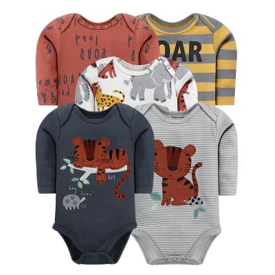 Set de 5 bodys manga larga Gris Tigre