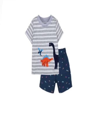 Conjunto Polera y Short Gris Dinosaurio