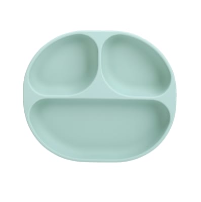 Plato de Silicona con Succión y Divisiones Color Verde Agua The Baby Nation