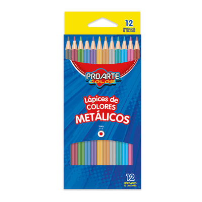 Lápices 12 Colores Metálicos Escolares Proarte