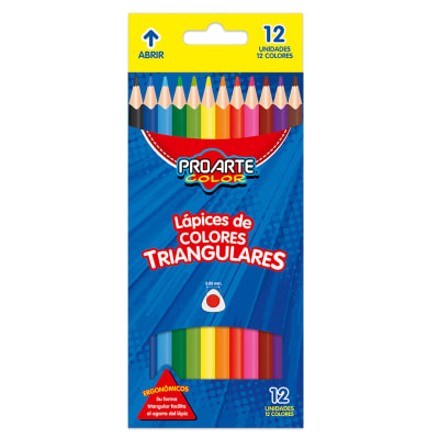Lápices 12 Colores Triangulares Escolares Proarte1