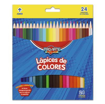 Lápices 24 Colores Hexagonales Escolares Proarte