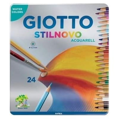 Lápices Acuarelables Caja Metálica 24 Colores Giotto1
