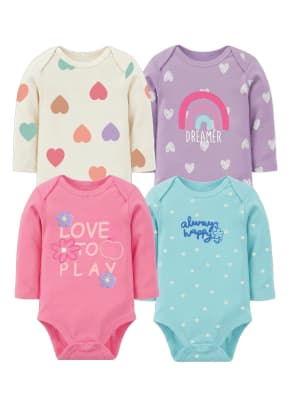 Set de 4 bodys manga larga Lila Arcoiris