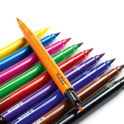 Plumones 10 Colores Punta Fina Pincel Djeco