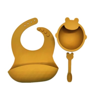 Set de alimentación silicona mostaza1