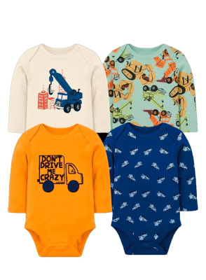 Set de 4 bodys manga larga Naranja Camion