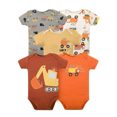 Set 5 Bodys Manga Corta Naranja Maquina1