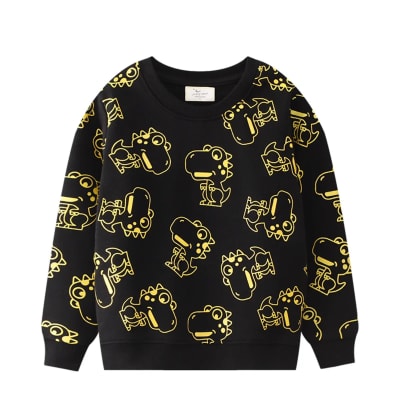 Polerón de algodón Negro Dinosaurios1