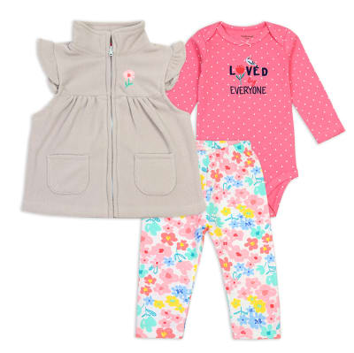 Conjunto 3 Piezas Chaleco Gris Flor1