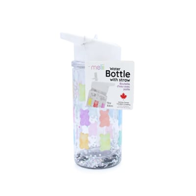 Botella de agua de doble pared con bombilla Melii -  Blanco Ositos