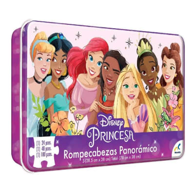 Puzzle Princesas Panorámico 3 en 1 Caja Metalica1