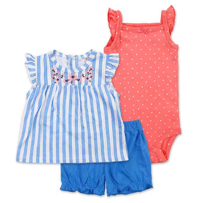 Conjunto 3 Piezas Verano Celeste Flores