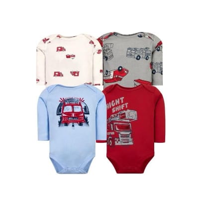 Set de 4 bodys manga larga Rojo Bomberos1