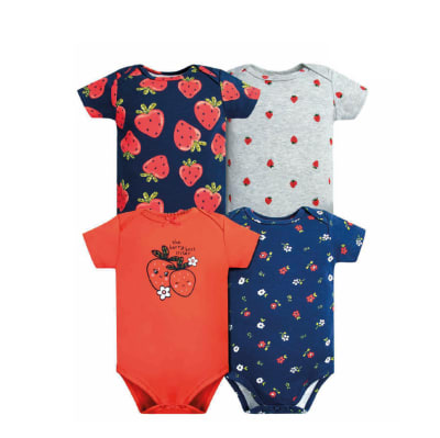 Set 4 bodys manga corta Frutillas1