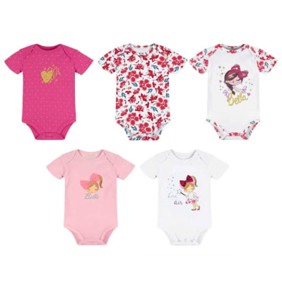 Set 5 bodys manga corta Rojo Muñeca1