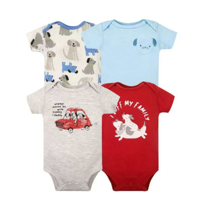 Set 4 Bodys Manga Corta Rojo Perrito1