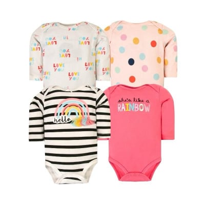 Set de 4 bodys manga larga Rosa Arcoiris