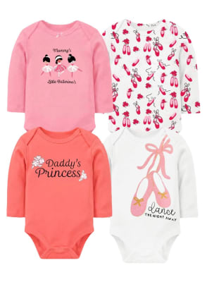 Set de 4 bodys manga Larga Rosa Bailarina1