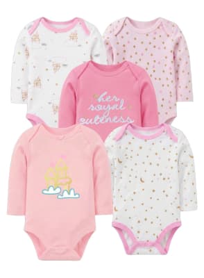 Set de 5 Bodys Manga Larga Rosa Castillo