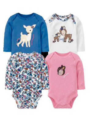 Set de 4 bodys manga Larga Rosa Ciervo