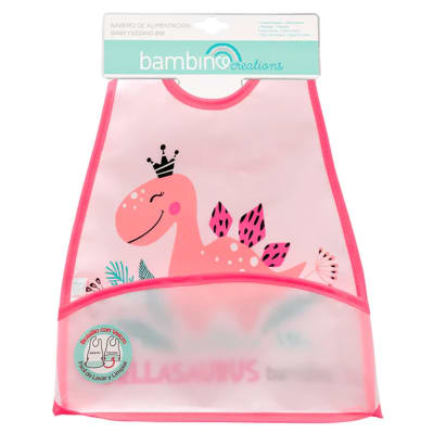 Babero impermeable Bambino rosa dino1