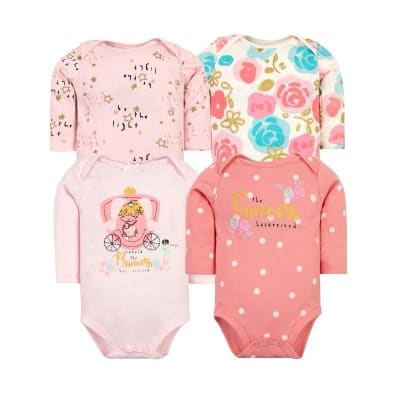 Set de 4 bodys manga larga Rosa Estrellitas