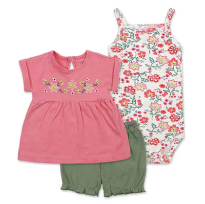 Conjunto 3 Piezas Verano Rosa Flores1