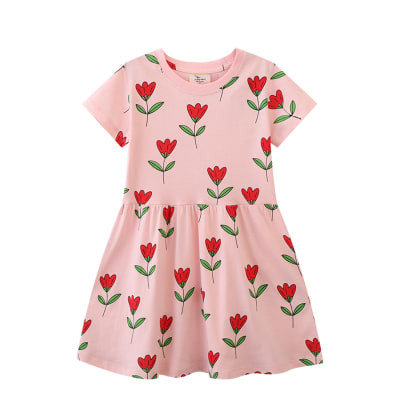 Vestido Manga Corta Flores1