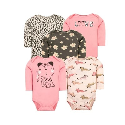 Set de 5 bodys manga larga Rosa Gatita