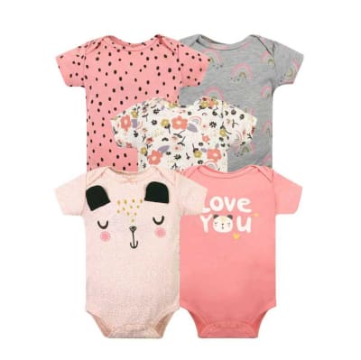 Set 5 Bodys Manga Corta Rosa Panda