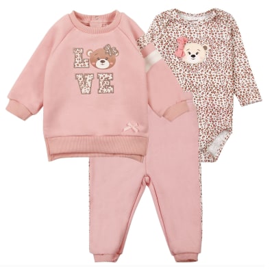 Conjunto 3 Piezas Rosa Osita Love Niña1