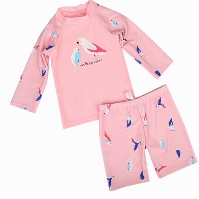 Traje de baño 2 Piezas Rosa Pajaritos