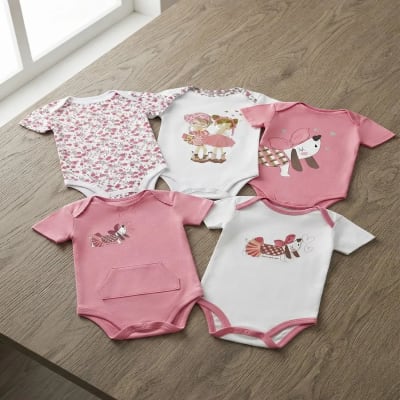 Set 5 bodys manga corta Rosa Perrita
