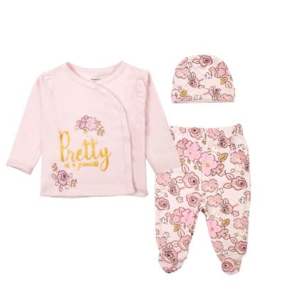 Ajuar Conjunto 3 Piezas Algodón Rosa1