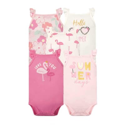 Set 5 bodys sin manga Flamingos