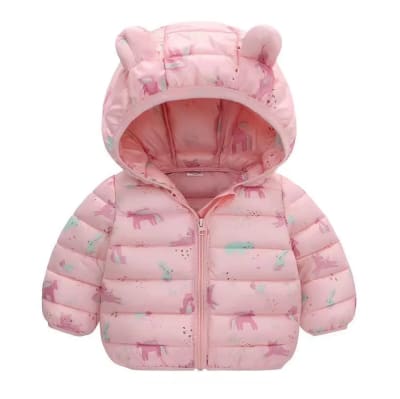 Chaqueta Parka Con Capucha Rosa Unicornio1
