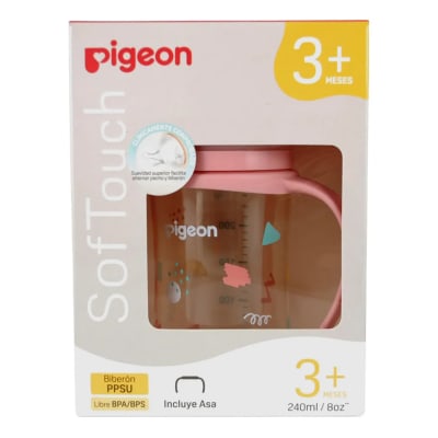 Mamadera Softouch Pigeon con Asa 240 ml - Rosa1