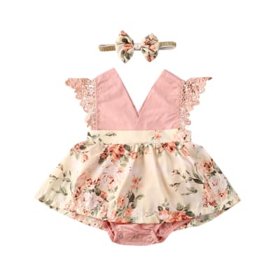 Body Vestido Bebe Rosa Encaje1
