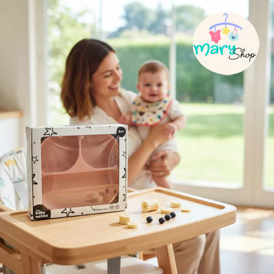 Plato de Silicona con Succión y Divisiones Color Rosa The Baby Nation