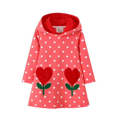 Vestido Con Capucha Rosa Lunares